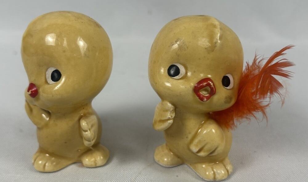 Yellow Baby Chicks Lot of 2 Handmade in Korea Decorative Figurines Vintage